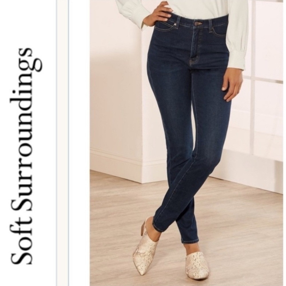 Soft Surroundings Womens Ultimate High Rise Slim‎ Skinny Jean Deep Blue 2P NEW